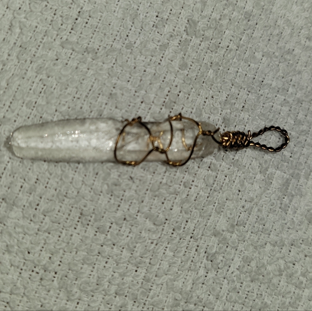 Small Hand wire-wrapped raw quartz crystal